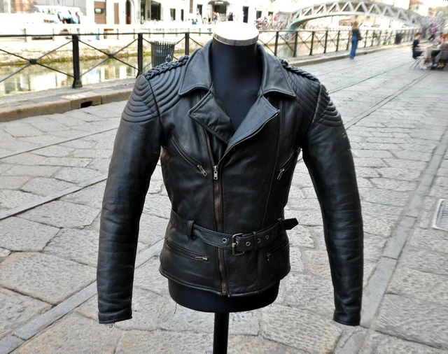 Giubbotto pelle chiodo moto biker caferacer Krawehl vintage originale taglia M