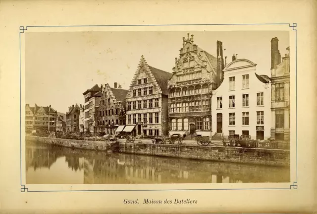 Belgique, Gand, Maison des Bateliers  Belgium. Vintage albumen print. Tirage a