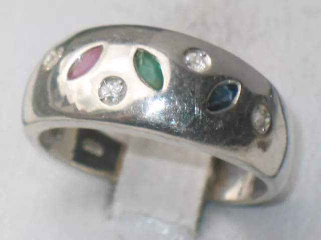 Jugendstil Silber Ring Rubin Saphir Smaragd Bergkristall Super Design