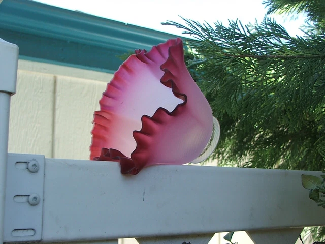RARE Antique Frosted, Fluted and Swirled Art Glass Shade, Sweet!