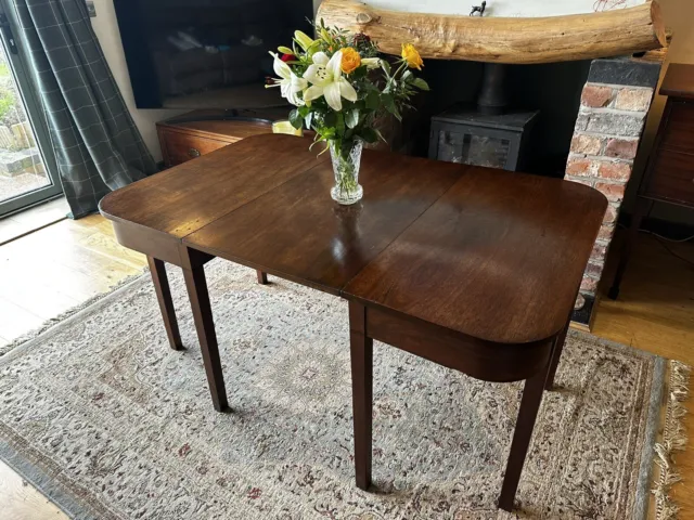 Antique Mahogany D End 3 Three Piece Extending Table Leaf Pair Demi Lune Console