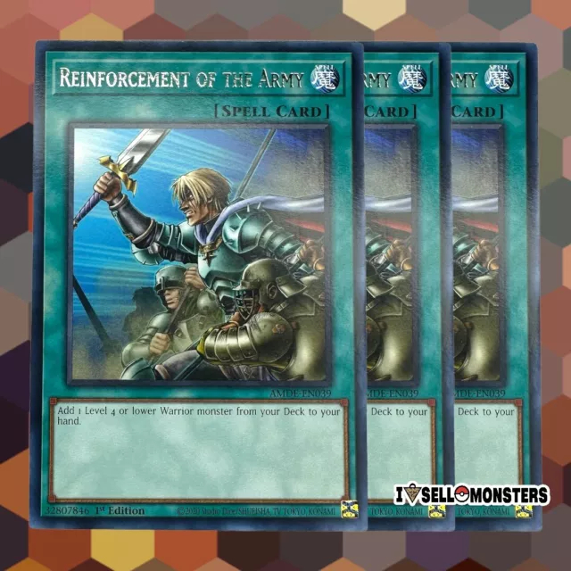 YUGIOH! 3x AMDE-EN039 Reinforcement of the Army x3 1st ED Yu-gi-oh! FAST SHIP NM