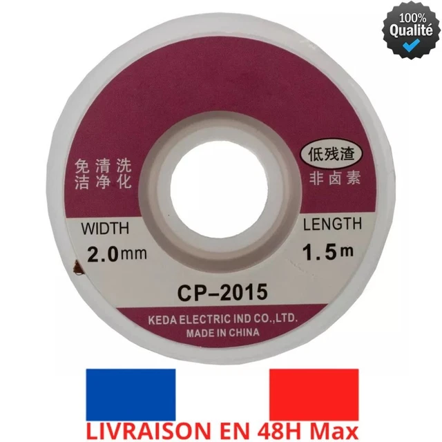 Tresse fil à dessouder de précision CMS / SMD  2.0MM x 1.5 M Atelier Bricolage F
