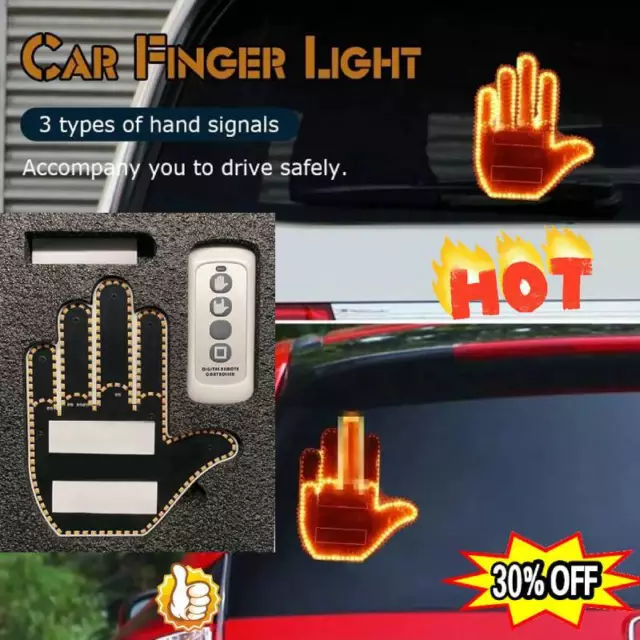 Luz de dedo de coche divertida con control remoto, señales de Rage