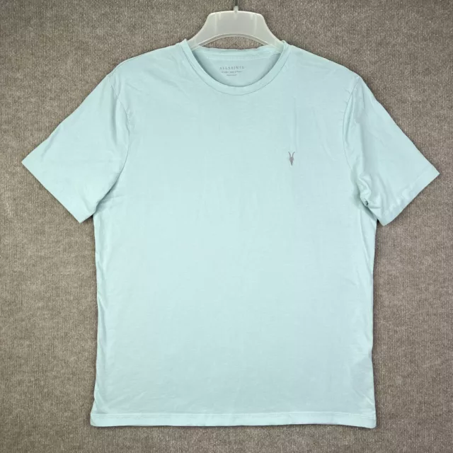 AllSaints T Shirt Mens XL Light Blue Short Sleeve Regular Fit Organic Cotton