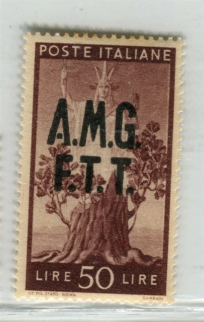 ITALY; TRIESTE 'Zone A' AMG. FTT Optd. 1945 pictorial issue Mint hinged 50L.