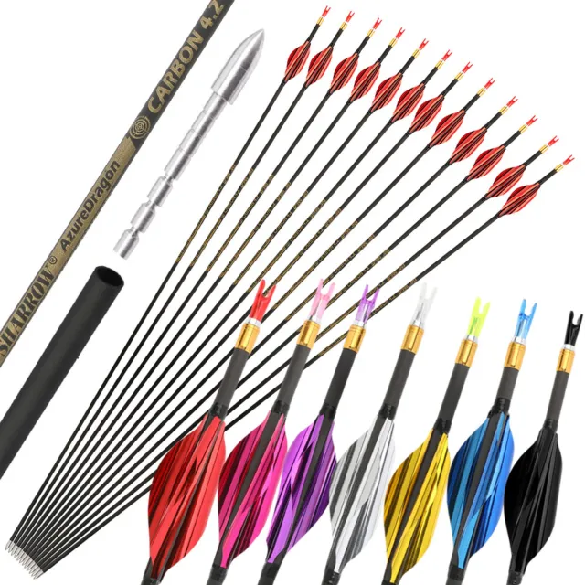 31" Pure Carbon Arrows Spin Vanes ID4.2 SP700-1000 Recurve Compound Bow Hunting