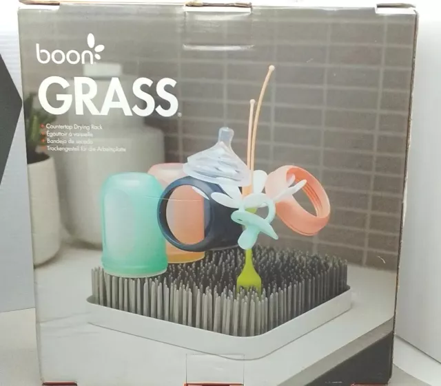 Boon Grass Baby Infant Bottle Countertop Drying Rack Gray New In Box Condition