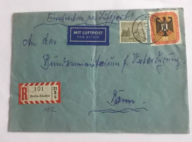 Briefmarken Berlin, Mi-Nr. 53,137 Einschreiben mittig Geknickt