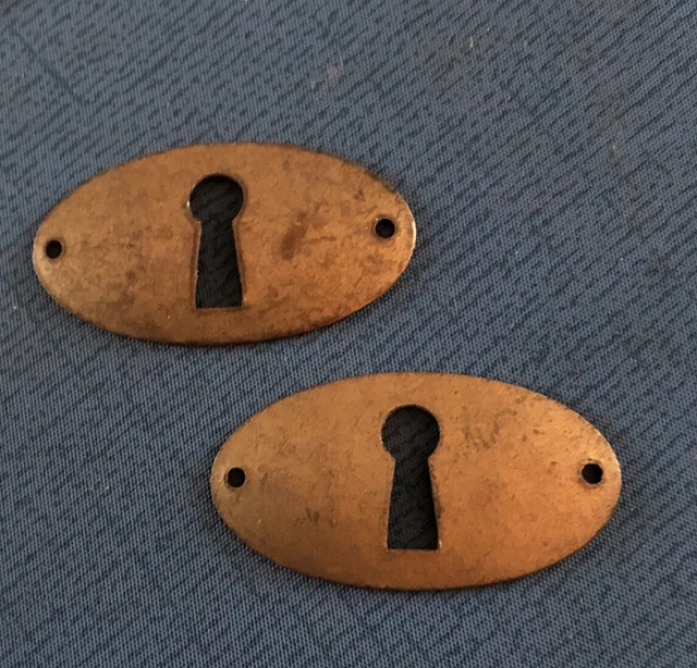 Antique Round Brass Keyhole Covers trim c1900s Lot of 2