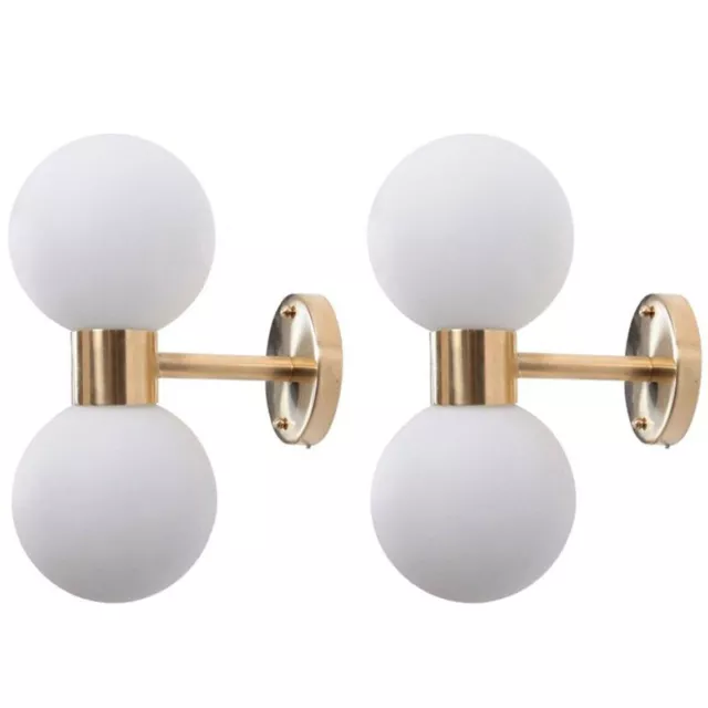 Brass Contemporary Double Globe Shade Wall Sconce Beside Wall Lamp