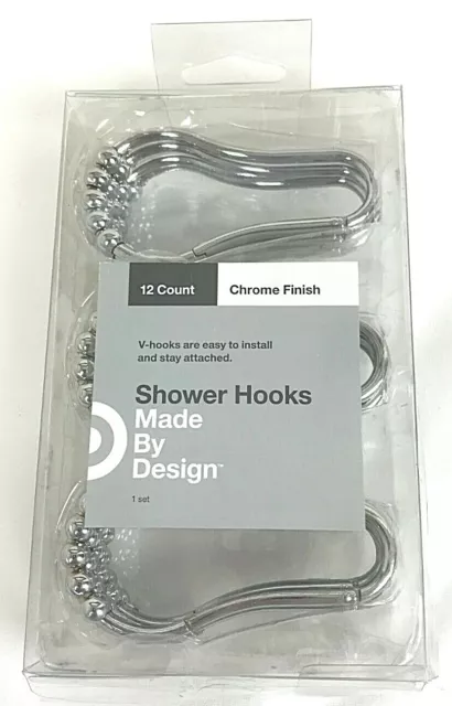 Made by Design Chrome/Silver Beaded Rust Resistant Shower Curtain Hooks 12 ct