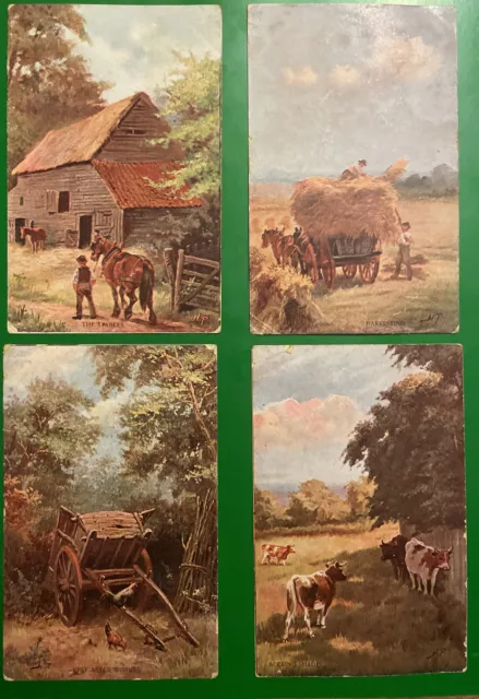 Antique S Hildesheimer Postcards Series 5299-Stables,Harvesting,Shade,Rest 1905