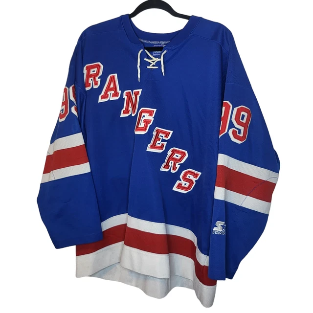 VTG NHL hockey Wayne Gretsky #99 Blue Ranger Double Starter Jersey sz XL