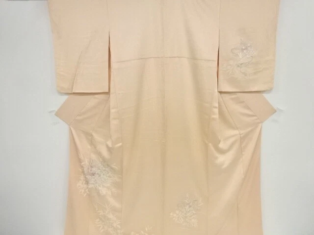 42449# Japanese Kimono / Antique Kimono / Embroidery / Fan With Flower