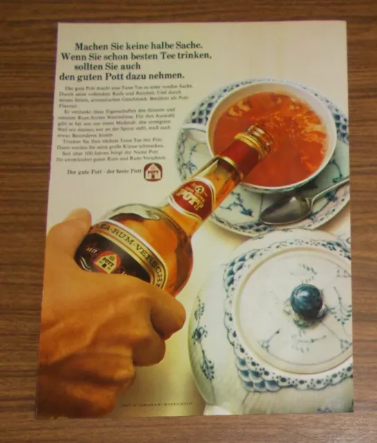 Seltene Werbung DER GUTE POTT Rum macht Tee zur runden Sache 1967