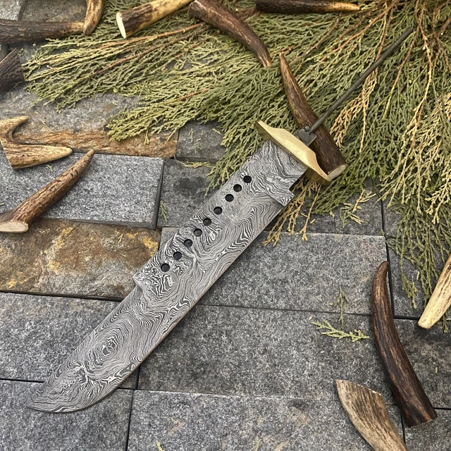 SHARD BLADE Custom Hand Forged Damascus Steel Hunting Bowie Blank Blade Knife