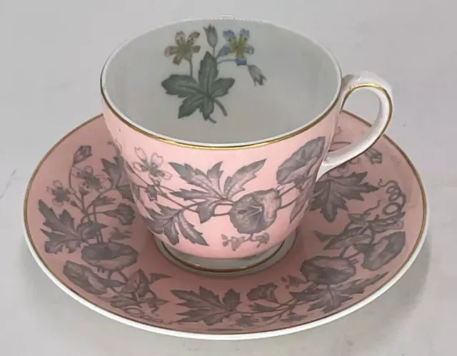 Vintage Wedgwood Bone China Teacup & Saucer-Pink Wildflowers-Made in England