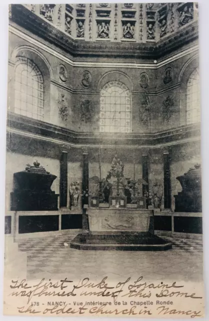 Vintage Nancy France Interieure de la Chapelle Ronde Postcard P121