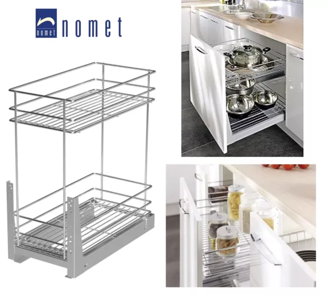 150-600mm Pull Out Wire Basket Kitchen Cabinet Larder Organizer Cupboard Drawer