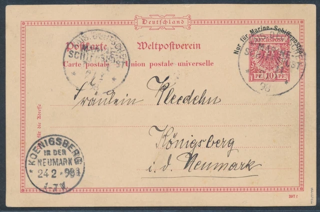 DOA 10 Pfennig Marine-Schiffsposten AK 1898 MSP 11 SMS Seeadler geprüft (S20844)