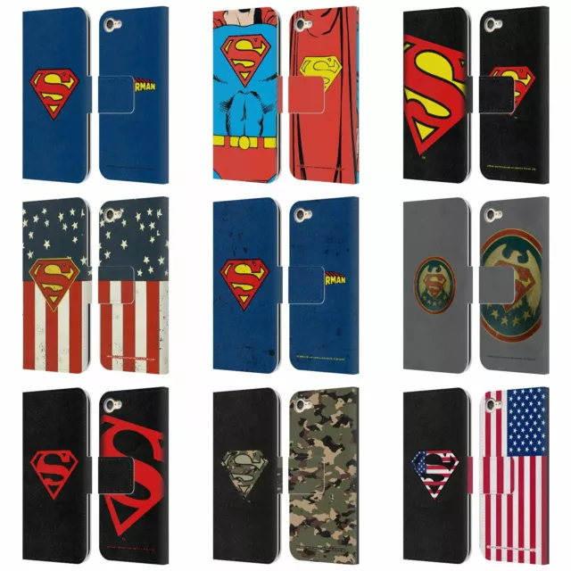 OFFICIAL SUPERMAN DC COMICS LOGOS LEATHER BOOK CASE FOR APPLE iPOD TOUCH MP3