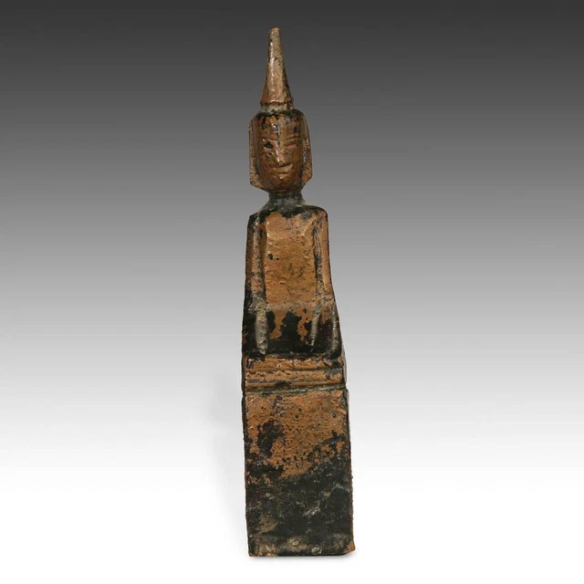 Antique Seated Niche Buddha Carved Wood Burma Southeast Asia Buddhism 19Th C.