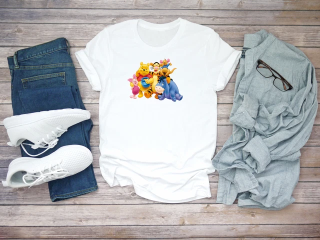 Herren-T-Shirt Winnie the Pooh Charaktere kurzärmlig weiß P112