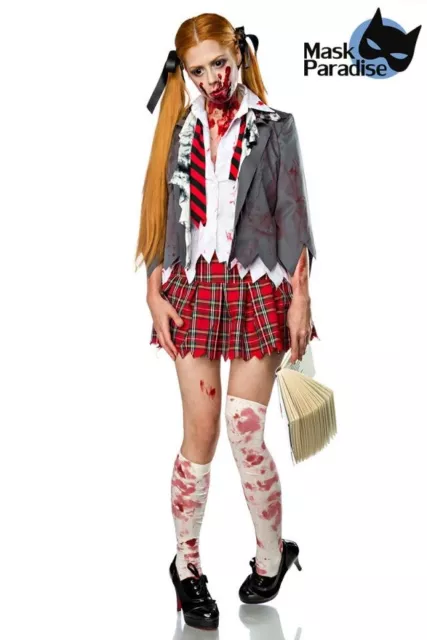 Zombiekostüm Zombie Schoolgirl gruseliges Zombie Schulmädchen  Halloween Gr L