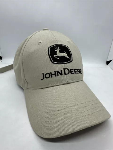 John Deere Khaki Twill 100% Cotton Structured Hat Cap Adult Men's Adjustable