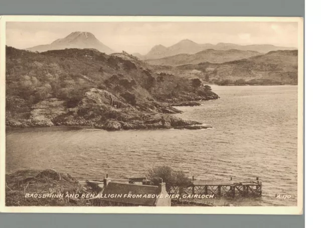 Baosbhinn and Ben Alligin From Above Pier : Gairloch : Vintage Postcard.