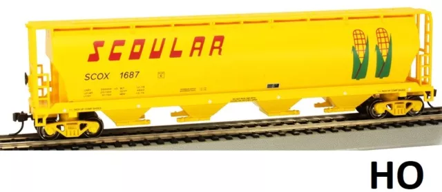 HO Scale - SCOULAR #1687, 4 BAY CYLINDRICAL GRAIN HOPPER - BAC-19104