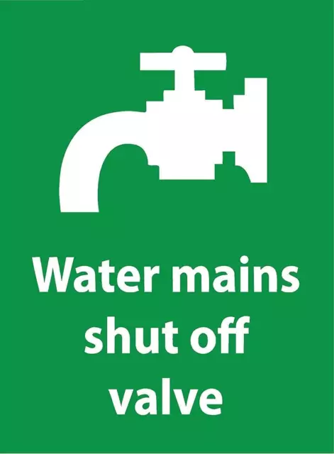 Water mains shut off valve Safety sign