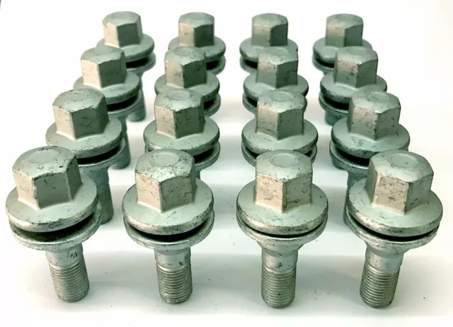 16x OE Alufelge M12x1,25 Flachsitz 17mm Sechskantschrauben - Peugeot 206