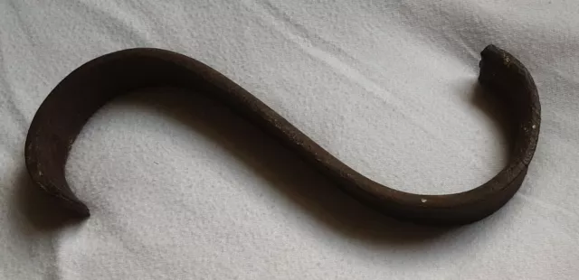 Antique Forged Iron - "S" Hook Bracket - Large & Wide Salvage