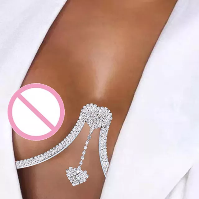 Sexy Heart Pendant Rhinestone Chest Bracket Body Chain Jewelry Breast Support#HO