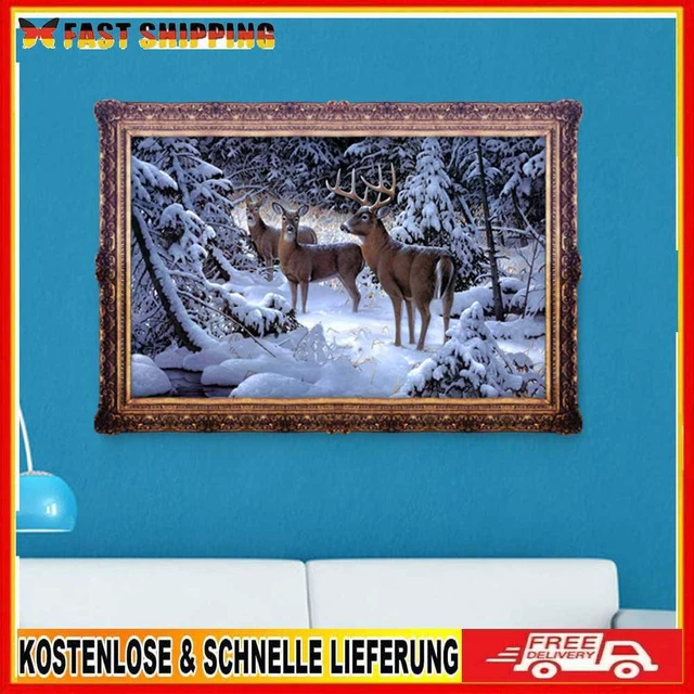 DIY-5D voll Diamanten Stickerei Schnee Hirsche Elk Runde Diamant Malerei Cross