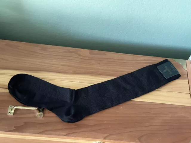 Brooks Brothers Mens Black Merino Wool/Nylon Socks One Size Made In Italy