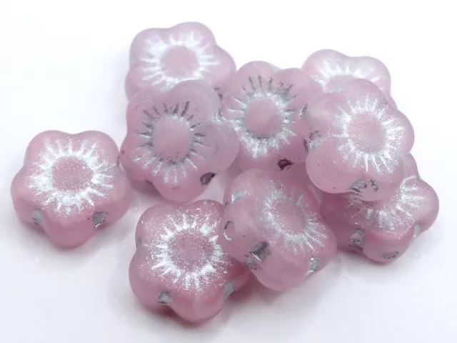 10(mm) FLAT ROUND ROUND CZECH GLASS FLOWER/SPACER BEADS - (10PCS)