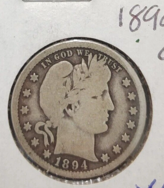 1894 "O" Barber SILVER Quarter 25c VG