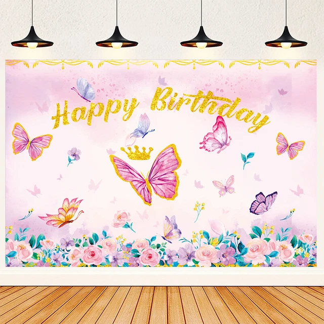 Banner de fondo con tema de flor de mariposa fotografía fondo decoración de fiesta 5x3 pies