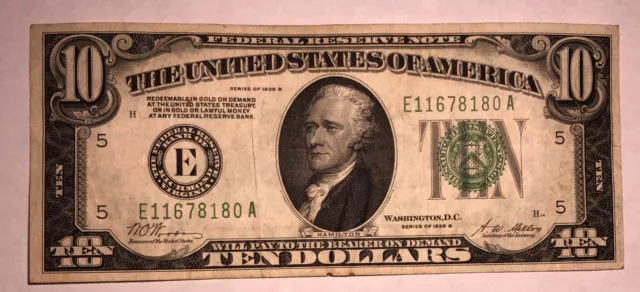 1928B $10 Federal Reserve Note Richmond. FR2002E XF-AU. #mk120