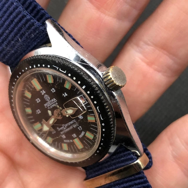 Montre Plongée Vintage Mortima Superdatomatic Homme, Mécanique Manuelle, Reconditionnée Par Le Vendeur