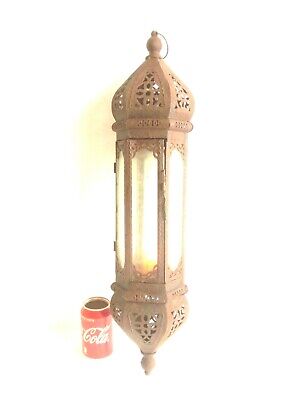 💥 large early PRIMITIVE punched tin LANTERN old CANDLE 19th century country pub