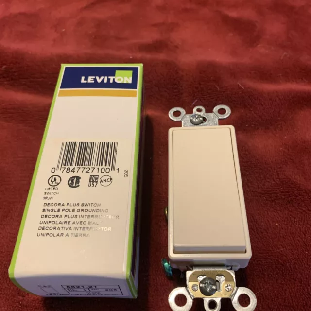 Leviton #5621-2T Decora Plus Switch, Single Pole, Almond 1 Pack Brand New