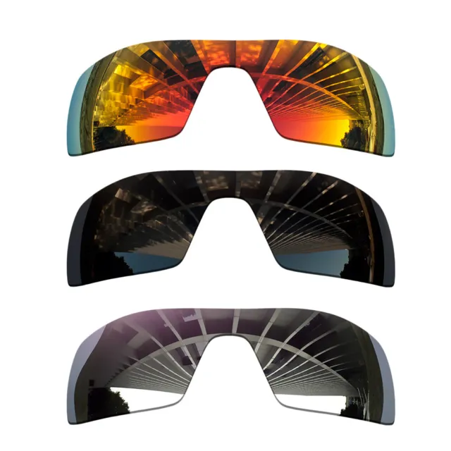 3 Pieces Polarized Lenses Replacement For-Oakley Oil Rig-Chrome+Black+Blaze Red