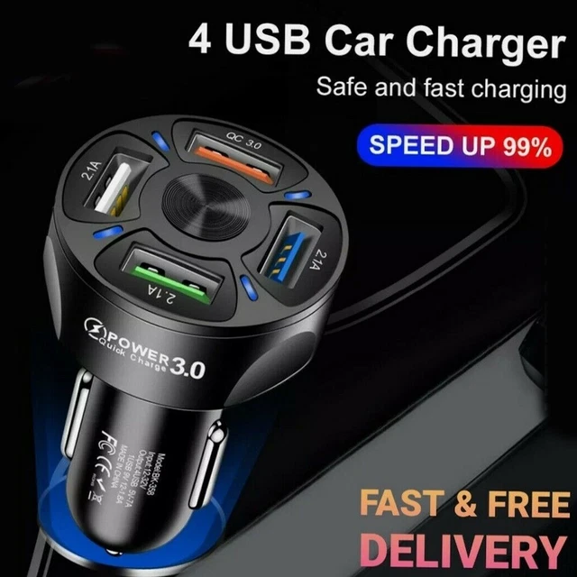 1 pz caricabatterie auto veloce 12 V-24 V 4 porte USB doppio adattatore presa universale