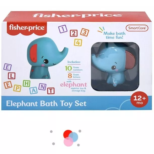 Fisher Price Elephant Bath Toy Play Set, 19 Pieces with storage bag NEW UNOPENED