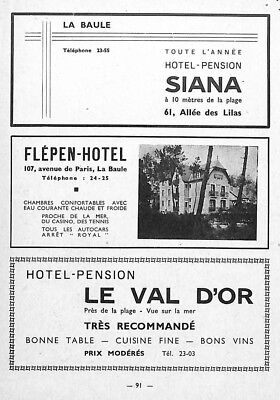 La Baule (44) " Flepen-Hotel / Siana / Le Val D' Or " Publicite 1931