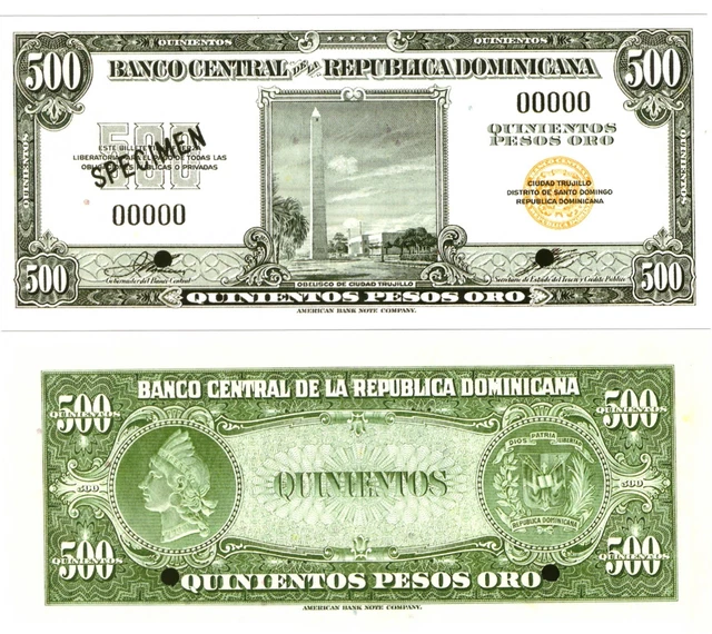 r Reproduction - Dominican Republic 500 Pesos Oro 1947 SPECI Pick #66s  1834R